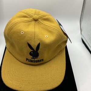 Pleasures X Playboy Logo- Mustard yellow and black wool blend hat
